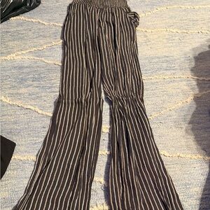Billabong Black and White Striped Flare Pants